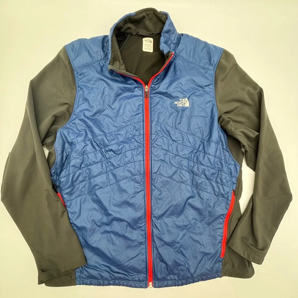 The North Face‎ Mens XL Primaloft Jacket Full Zip Blue Thumb Hole Micro Puffer